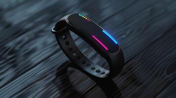 Blank mockup of a minimalist fitness band with a touch screen display photo