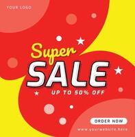 Super sale discount banner promotion vector