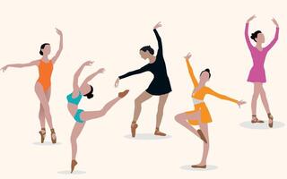 Illustration silhouettes of expressive dance people Dancer. vector