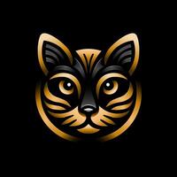 Golden Cat Head Logo Artwork Illustration vector