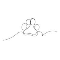 Dog paw continuous single one line drawing art design vector