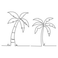 palm tree One line continuous line art illustration design vector