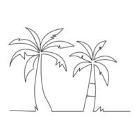 palm tree One line continuous line art illustration design vector