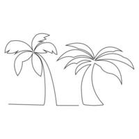 palm tree One line continuous line art illustration design vector