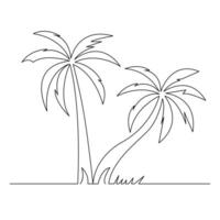 palm tree One line continuous line art illustration design vector