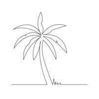 palm tree One line continuous line art illustration design vector