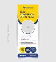 Modern advertising school admission roll up banner or stand banner, back to school roll up banner design. vector