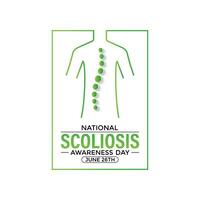 International scoliosis awareness day June 26th.Banner poster, flyer and background design. illustration. vector