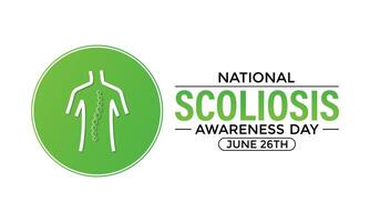 International scoliosis awareness day June 26th.Banner poster, flyer and background design. illustration. vector