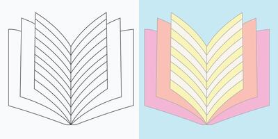 Open Book illustration color and line art eps vector