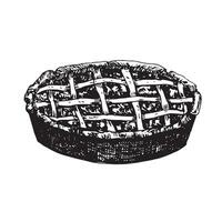 graphic illustration of pie . Black and white sketch on a white background. Suitable for logo, bakery design, wrapping paper vector