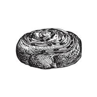 graphic illustration of chelsea bun . Black and white sketch on a white background. Suitable for logo, bakery design, wrapping paper vector