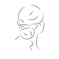 The silhouette of womans face and hairstyle. Icon for stylists design, logo, or business card. illustration in the style of sketch, line art, minimalism vector