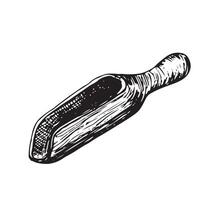 graphic illustration of wooden scoop. Black and white sketch on a white background. Suitable for logo, bakery design, wrapping paper vector