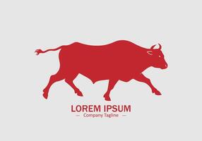 Fighter bull red OX icon logo design silhouette vector