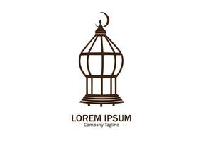 abstract and minimal icon of islamic arabic lantern logo vector