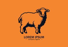 abstract and minimal sheep logo orange background vector