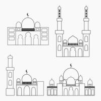 sencillo línea Arte de mezquita mejor para niños colorante página vector
