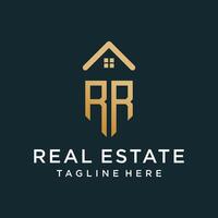 Real estate letter logo RR unique concept Premium vector