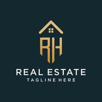 Real estate letter logo RH unique concept Premium vector