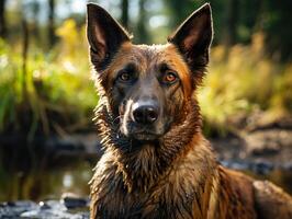 AI generated portrait of belgian shepherd malinois detailed photo Generative AI