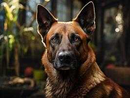 AI generated portrait of belgian shepherd malinois detailed photo Generative AI