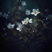 AI generated beautiful flowers on a blurred blue background Generative AI photo