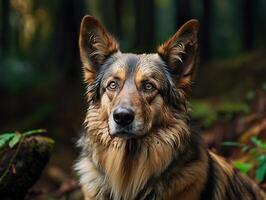 AI generated shepherd dog on a blurred autumn background Generative AI photo