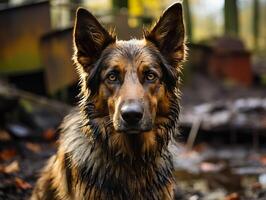 AI generated shepherd dog on a blurred autumn background Generative AI photo