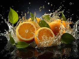 AI generated oranges in water splash Generative AI photo