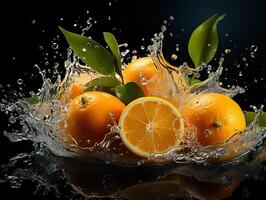 AI generated oranges in water splash Generative AI photo