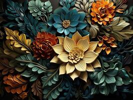 AI generated flower pattern print bright Generative AI photo