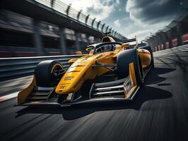 AI generated racing car on track Motion Blur Generative AI photo