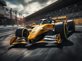 AI generated racing car on track Motion Blur Generative AI photo