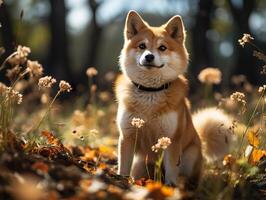 AI generated dog breed shiba inu on a blurred background Generative AI photo