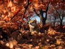 AI generated dog breed shiba inu on a blurred background Generative AI photo