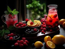 AI generated fresh fruit cocktail Generative AI photo