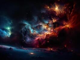 AI generated bright space nebula Generative AI photo