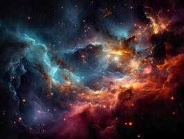 AI generated bright space nebula Generative AI photo