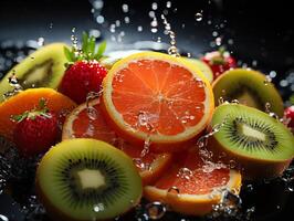 AI generated refreshing splash of fruit and citrus Generative AI photo