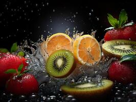 AI generated refreshing splash of fruit and citrus Generative AI photo