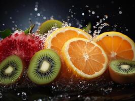 AI generated refreshing splash of fruit and citrus Generative AI photo