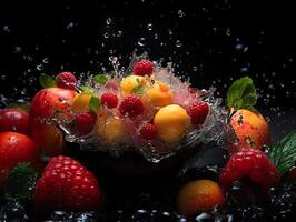 AI generated refreshing splash of fruit and citrus Generative AI photo