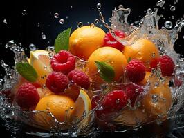 AI generated refreshing splash of fruit and citrus Generative AI photo