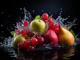 AI generated refreshing splash of fruit and citrus Generative AI photo