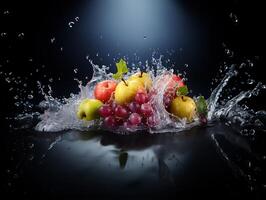 AI generated refreshing splash of fruit and citrus Generative AI photo