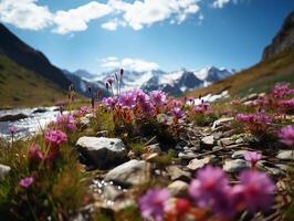 ai generado primavera flores en borroso antecedentes generativo ai foto