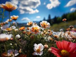 ai generado primavera flores en borroso antecedentes generativo ai foto