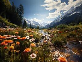 ai generado primavera flores en borroso antecedentes generativo ai foto