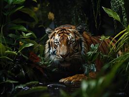 ai generado Tigre en el salvaje generativo ai foto